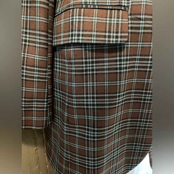 Long Jacket Aqua & Brown Plaid - Picture 4 of 8
